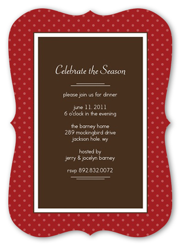 Berry Dots Party Invitation, Red, Matte, Signature Smooth Cardstock, Bracket