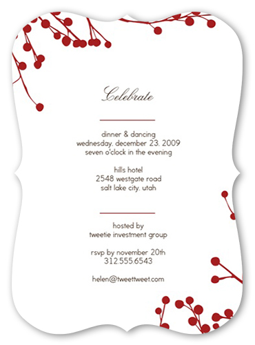 Red Blossoms Party Invitation, Red, Pearl Shimmer Cardstock, Bracket