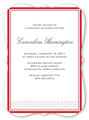 Sausalito Red Party Invitation, Red, Pearl Shimmer Cardstock, Bracket