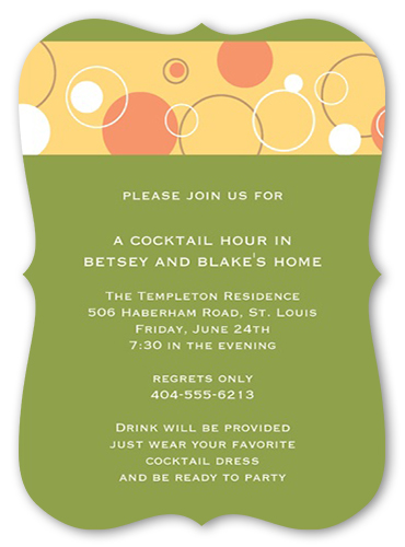 Bubbly Apple Party Invitation, Green, Pearl Shimmer Cardstock, Bracket