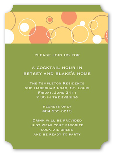 Bubbly Apple Party Invitation, Green, Matte, Signature Smooth Cardstock, Ticket