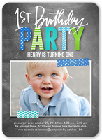 preppy patterned boy birthday invitation 5x7 flat