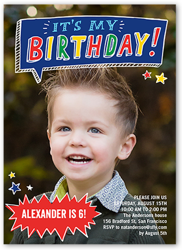 Talk Bubble Fun 5x7 Boy Birthday Invitations | Shutterfly