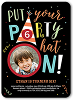 party hat boy birthday invitation 5x7 flat
