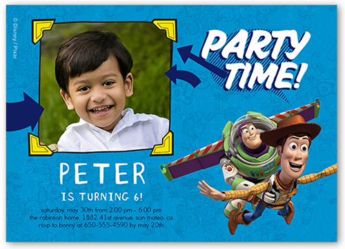 Disney-Pixar Toy Story Celebration Birthday Invitation, Blue, Pearl Shimmer Cardstock, Square