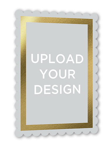 Upload Your Own Foil Design Portrait Birthday Invitation, Yellow, Pearl Shimmer Cardstock, Scallop