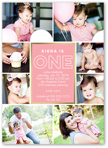 Modern Wishes Girl First Birthday Invitation Shutterfly