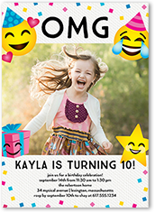 emoji celebration birthday invitation 5x7 flat