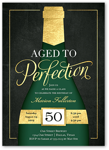 Perfectly Aged Birthday Invitation, Black, 5x7 Flat, Standard Smooth Cardstock, Square