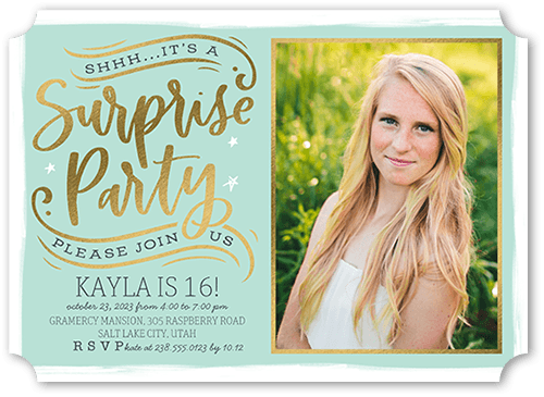 Secret Party Birthday Invitation, Blue, 5x7 Flat, Matte, Signature Smooth Cardstock, Ticket