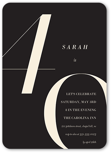 Modern Forty Birthday Invitation, Grey, 5x7, Matte, Signature Smooth Cardstock, Rounded