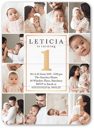 Brilliant One Birthday Invitation, White, 5x7 Flat, Standard Smooth Cardstock, Rounded