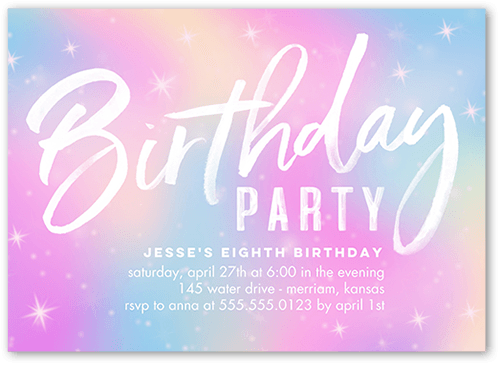 Bright Birthday Birthday Invitation, Pink, 5x7, Pearl Shimmer Cardstock, Square