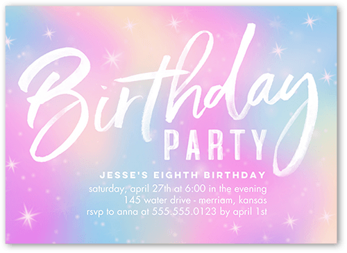 Bright Birthday Birthday Invitation, Pink, 5x7 Flat, Luxe Double-Thick Cardstock, Square