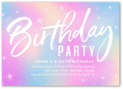 Bright Birthday Birthday Invitation, Pink, 5x7 Flat, Pearl Shimmer Cardstock, Square