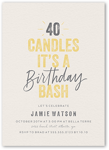Captivating Candles Birthday Invitation, Beige, 5x7 Flat, Matte, Signature Smooth Cardstock, Square