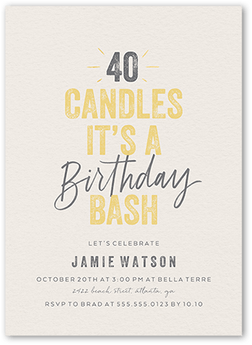 Captivating Candles Birthday Invitation, Beige, 5x7 Flat, Standard Smooth Cardstock, Square