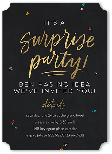 Party People Birthday Invitation, Grey, 5x7 Flat, Matte, Signature Smooth Cardstock, Ticket