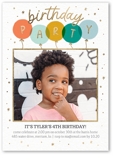 Poppin Party Birthday Invitation, Blue, 5x7 Flat, Standard Smooth Cardstock, Square