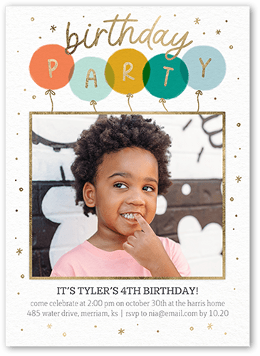 Poppin Party Birthday Invitation, Blue, 5x7 Flat, Matte, Signature Smooth Cardstock, Square