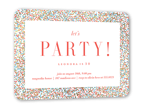 Filigree Frame Birthday Invitation, Orange, Gold Foil, 5x7 Flat, Pearl Shimmer Cardstock, Rounded