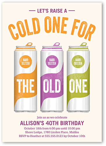 Cold One Birthday Invitation, Purple, 5x7 Flat, Matte, Signature Smooth Cardstock, Square