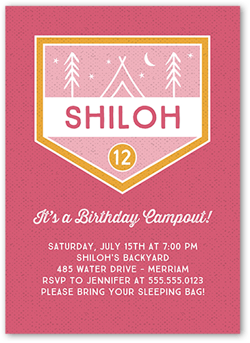 Party Scout Birthday Invitation, Pink, 5x7 Flat, Standard Smooth Cardstock, Square, Lipstick
