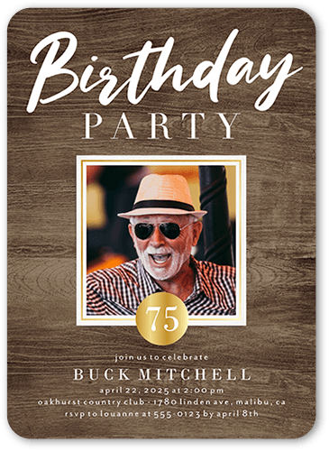 Classic Caption Birthday Invitation, Brown, 5x7 Flat, Standard Smooth Cardstock, Rounded