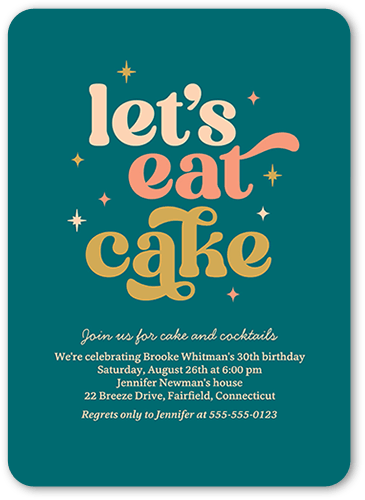Classic Cake Birthday Invitation, Blue, 5x7 Flat, Matte, Signature Smooth Cardstock, Rounded