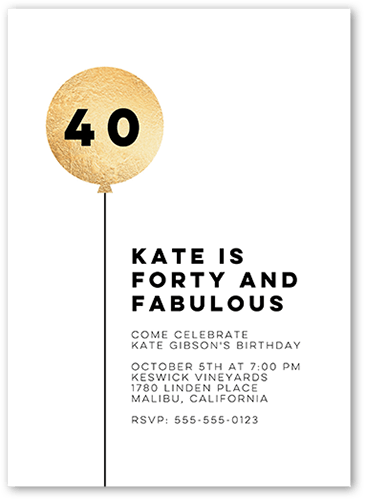 Blissful Balloon Birthday Invitation, White, 5x7 Flat, Standard Smooth Cardstock, Square