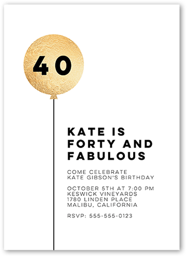 Blissful Balloon Birthday Invitation, White, 5x7 Flat, Matte, Signature Smooth Cardstock, Square