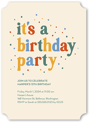 Dotted Display Birthday Invitation, Yellow, 5x7 Flat, Pearl Shimmer Cardstock, Ticket