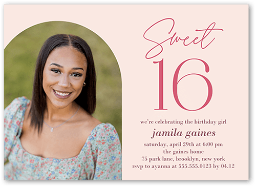 Amazing Arch Birthday Invitation, Pink, none, 5x7 Flat, 100% Recycled Cardstock , Square