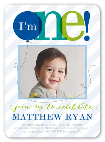 Sheer One Boy First Birthday Invitation Shutterfly