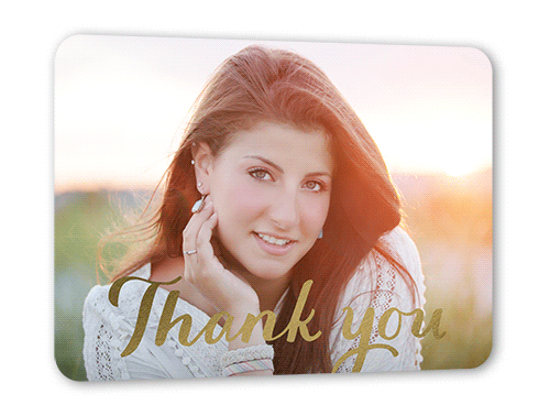 Luminous Gratitude Thank You Card, Gold Foil, Matte, Signature Smooth Cardstock, Rounded