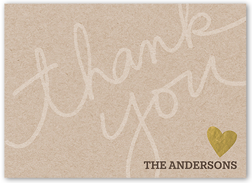 Written From Us Thank You Card, Brown, Standard Smooth Cardstock, Square