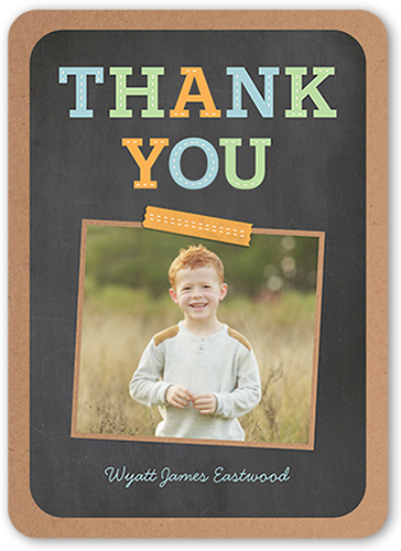 Fun Thanks Thank You Card, Grey, Standard Smooth Cardstock, Rounded