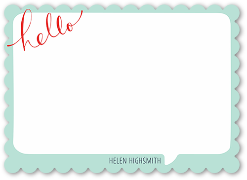 Bubble Hello Thank You Card, Green, Pearl Shimmer Cardstock, Scallop