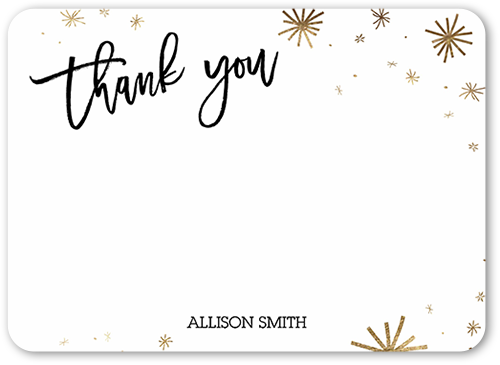 Fabulous Bursts Thank You Card, White, White, Pearl Shimmer Cardstock, Rounded