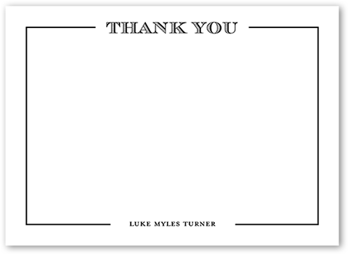 Bordered Gratitude Thank You Card, Black, Luxe Double-Thick Cardstock, Square