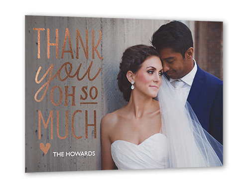 So Much Gratitude Thank You Card, Rose Gold Foil, White, 5x7, Pearl Shimmer Cardstock, Square