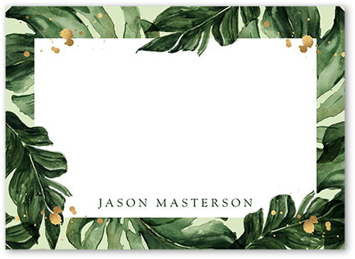 Leafy Border Thank You Card, White, 5x7 Flat, Standard Smooth Cardstock, Square