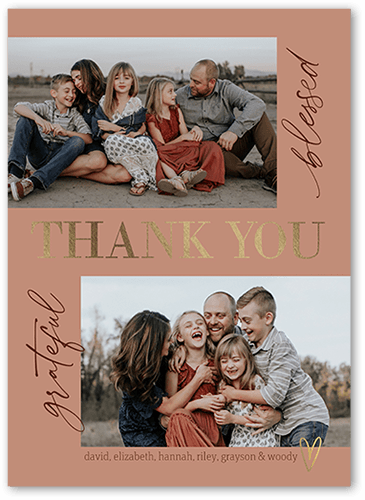 Blessed Fringe Thank You Card, Pink, 5x7 Flat, Standard Smooth Cardstock, Square