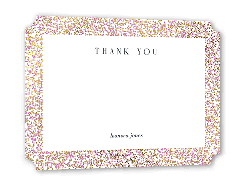 Filigree Frame Thank You Card, Purple, Gold Foil, 5x7 Flat, Pearl Shimmer Cardstock, Ticket