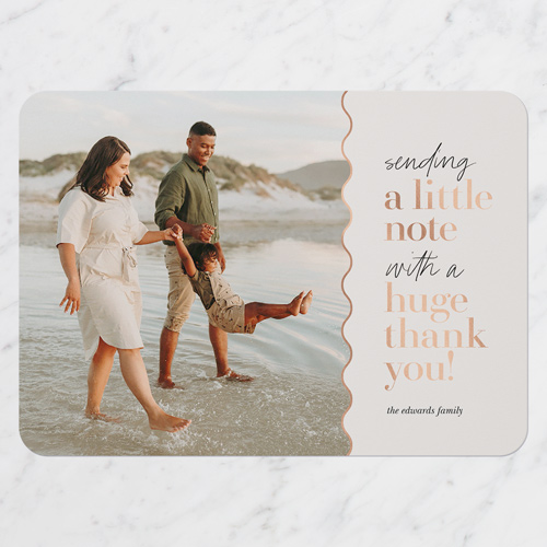 Little Note Big Thanks Thank You Card, Grey, 5x7 Flat, Matte, Signature Smooth Cardstock, Rounded, Silver Lining