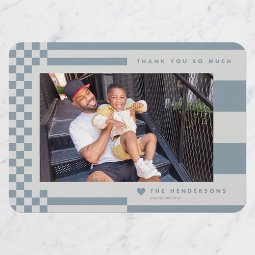 Funky Stripes Thank You Card, Blue, 5x7 Flat, Write Your Own Greeting, Matte, Signature Smooth Cardstock, Rounded, Blue