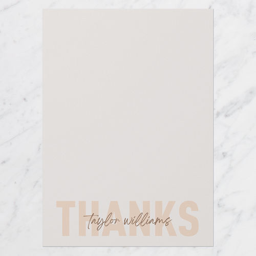Layered Type Thank You Card, Beige, 5x7 Flat, Standard Smooth Cardstock, Square