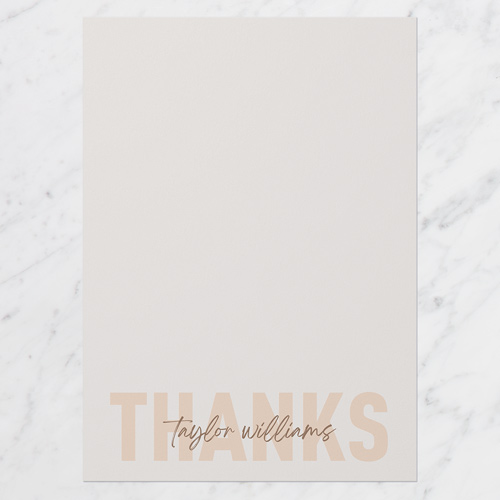 Layered Type Thank You Card, Beige, 5x7 Flat, Write Your Own Greeting, Matte, Signature Smooth Cardstock, Square