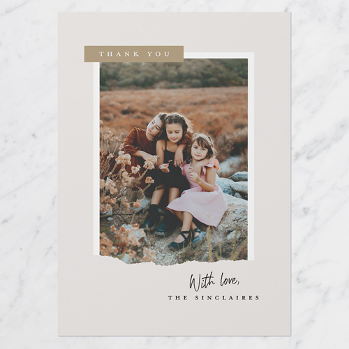 Ripped Frame Thank You Card, Grey, 5x7 Flat, Standard Smooth Cardstock, Square