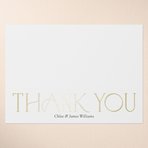 Radiant Gratitude Thank You Card, Gold Foil, White, 5x7 Flat, Luxe Double-Thick Cardstock, Square, White